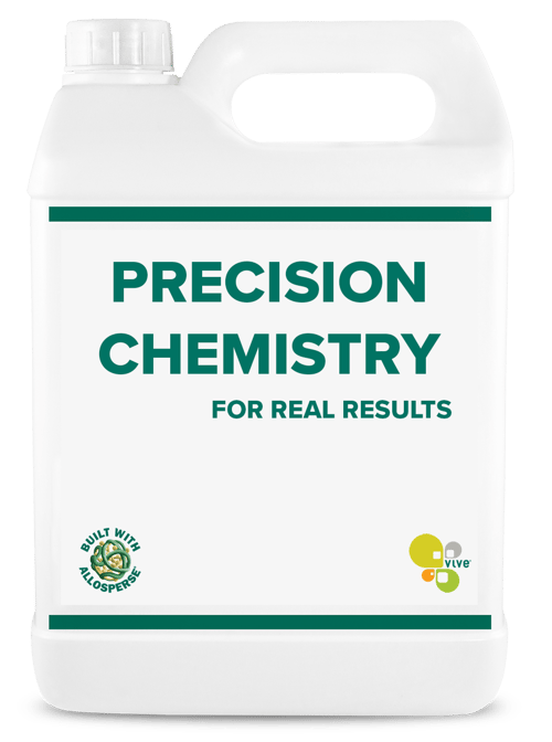 Jug with label that reads "Precision Chemistry: For Real Results"
