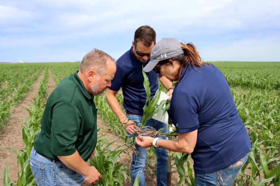 Plains Sales Rep Mardy Alberts, Northern Agronomist David Reif at Real Farm Research in NE